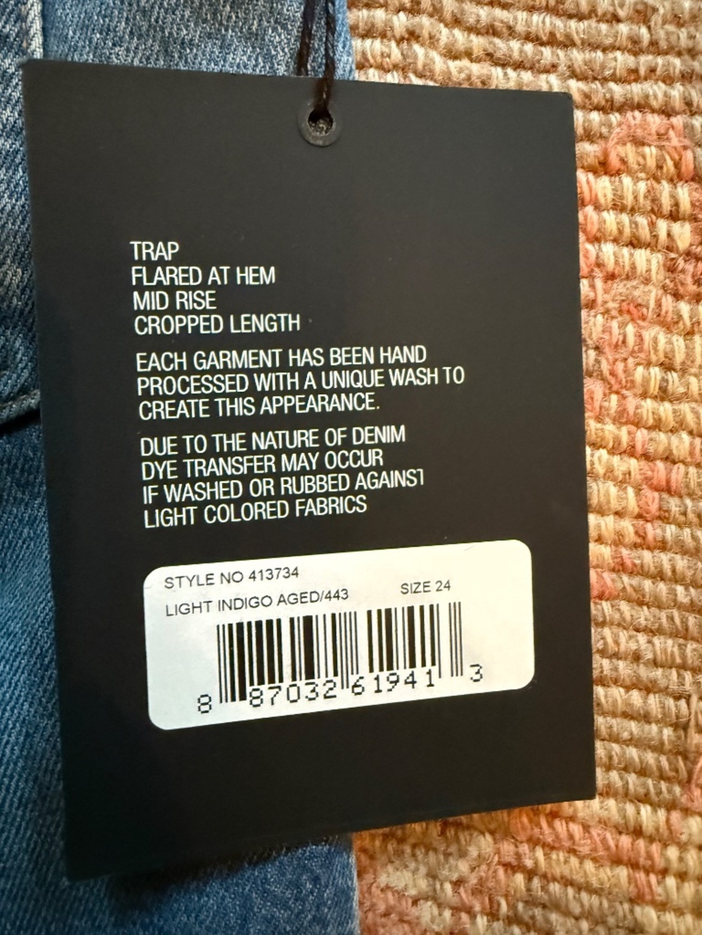 Alexander Wang Trap Light Indigo Jeans Size 24 NWT - Picture 6 of 7